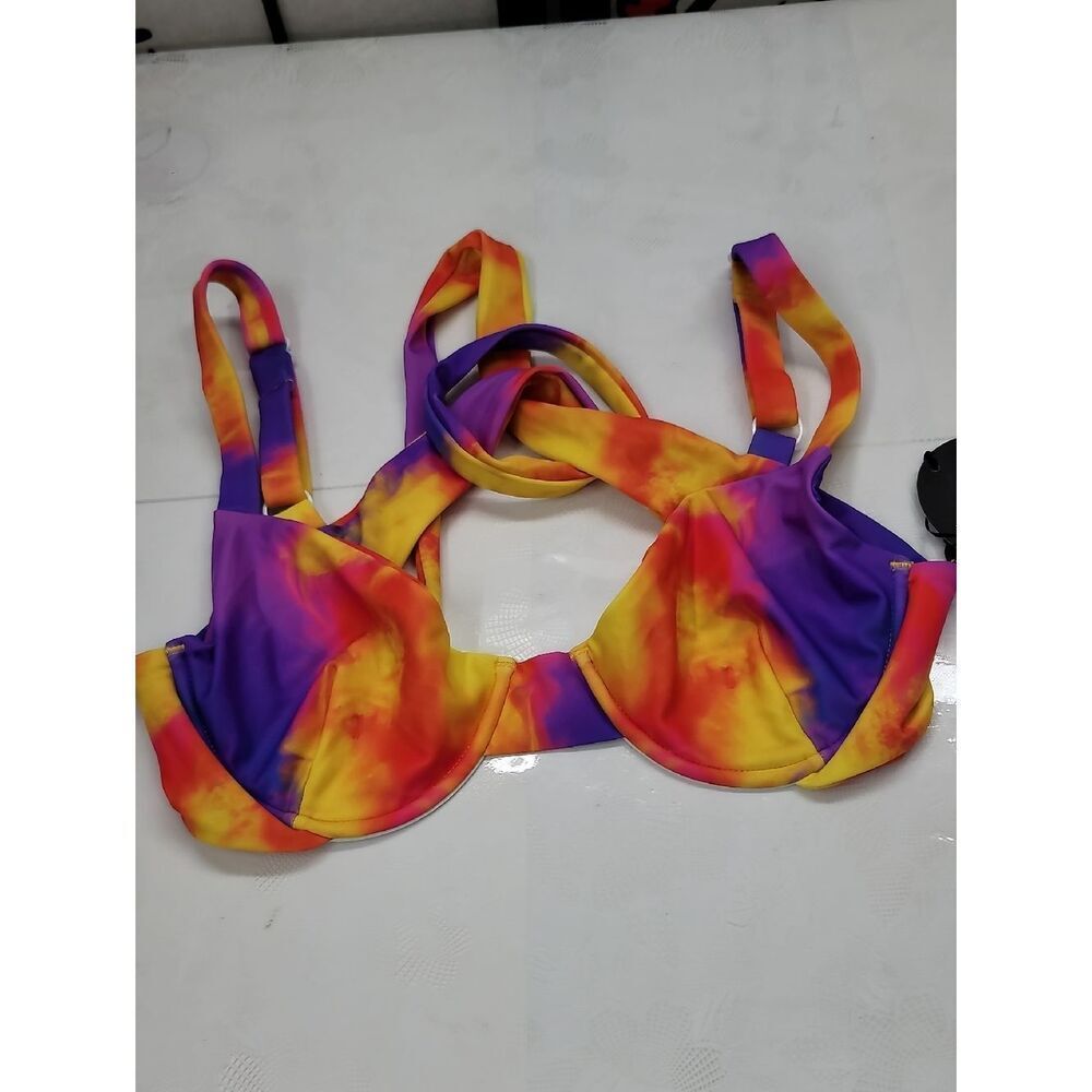 Moana Nwt Tie-Dye Underwire Bikini Top Size Large- Purple Yellow Orange